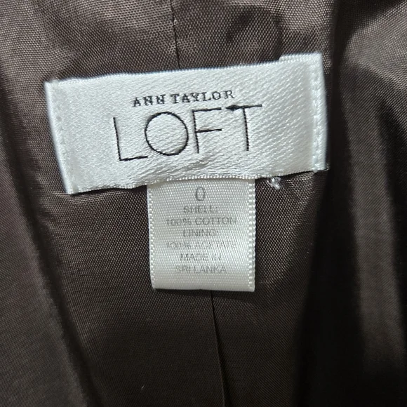 Ann Taylor Loft Brown Geometric 3/4 Sleeve Blazer - Picture 5 of 5